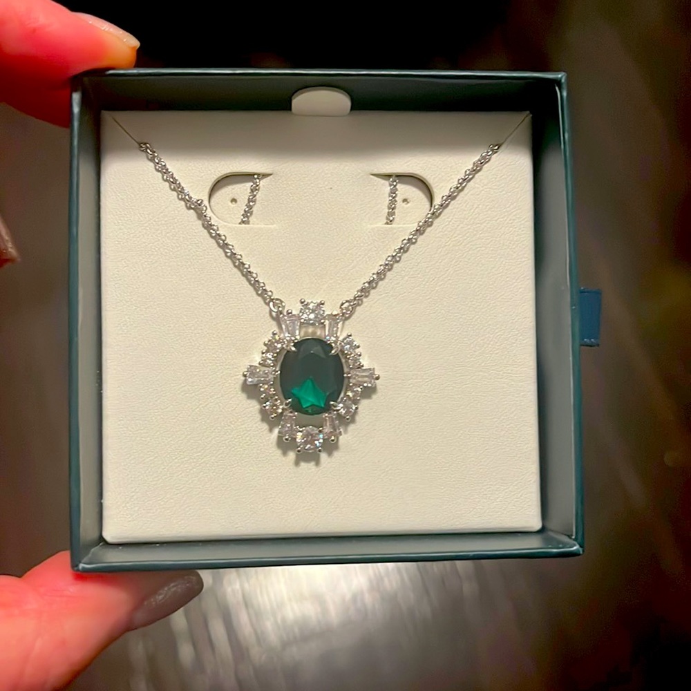 Lab created emerald necklace